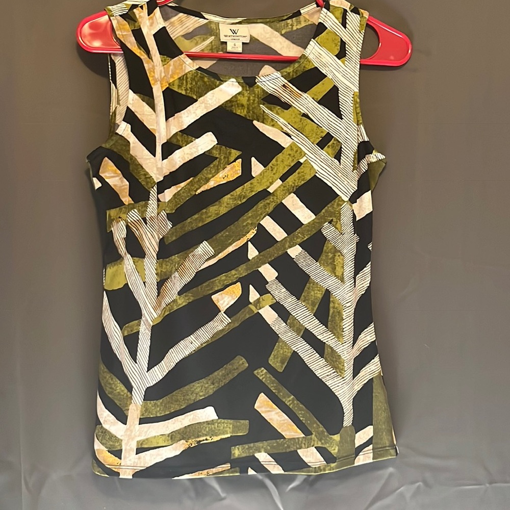 Green, grey and black sleeveless dressy tank top size S/Small